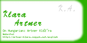 klara artner business card